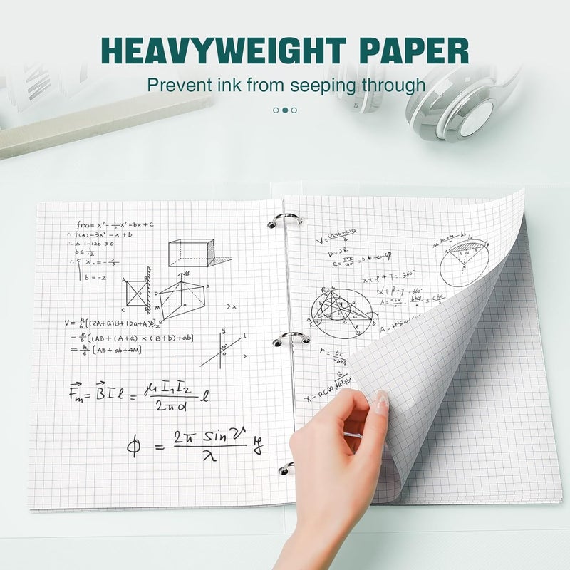 Vishoitty 360 Sheets Quad Ruled Graph Paper, 3 Hole Punch Paper 8 x 10.5 White, Loose Leaf Graph Paper,Filler Paper 4 x 4 Graph Rule, Notebook Paper for 3 Ring Binder, Engineering Paper for School Home Business - Image 5